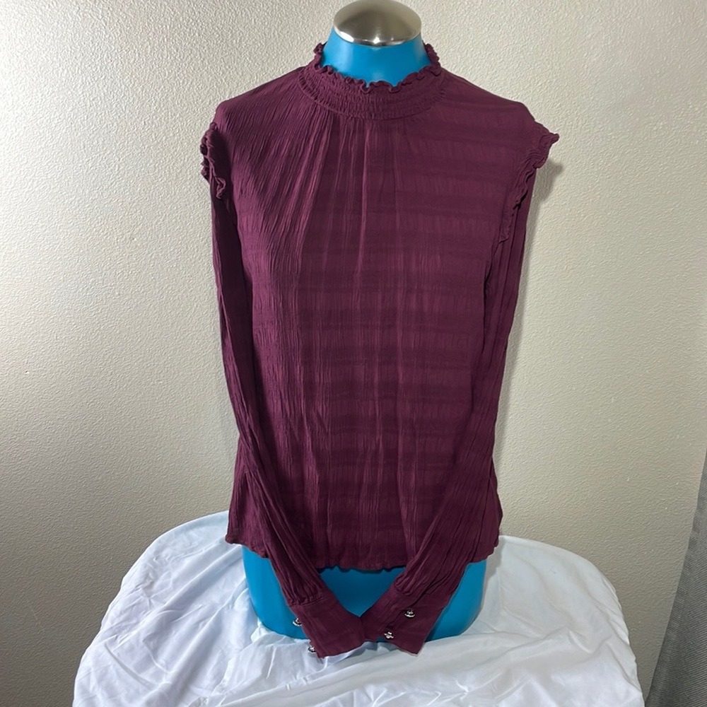 sanctuary romance size‎ medium, maroon, long sleeve blouse